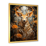 Floral Deer portrait beauty - Deer Landscape Wall Decor