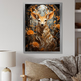 Floral Deer portrait beauty - Deer Landscape Wall Decor