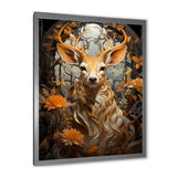 Floral Deer portrait beauty - Deer Landscape Wall Decor