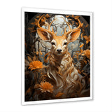 Floral Deer portrait beauty - Deer Landscape Wall Decor