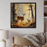 Deer family in the woods III - Animals Canvas Wall Art