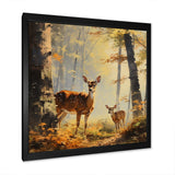 Deer family in the woods III - Animals Canvas Wall Art