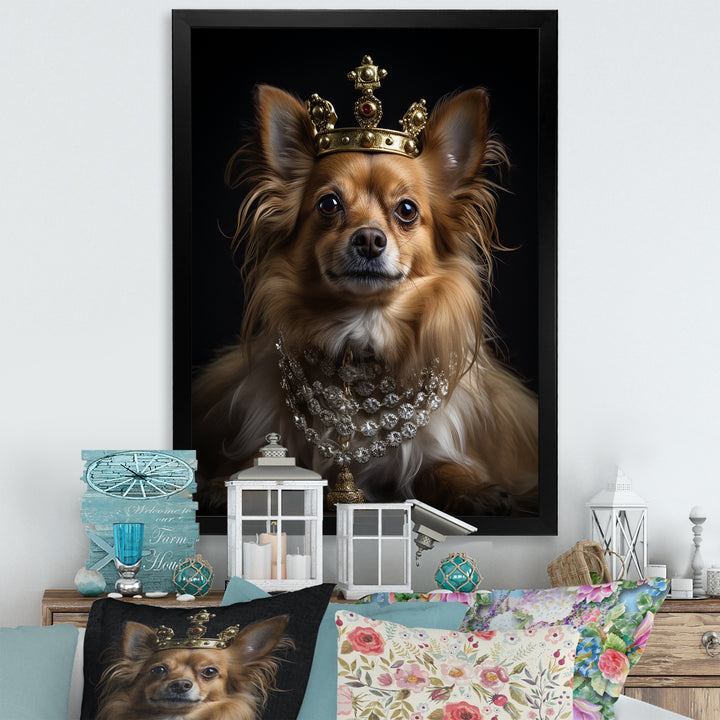 Crowned Royal bloodhound Pomeranian Dog - Yellow Dog Wall Art