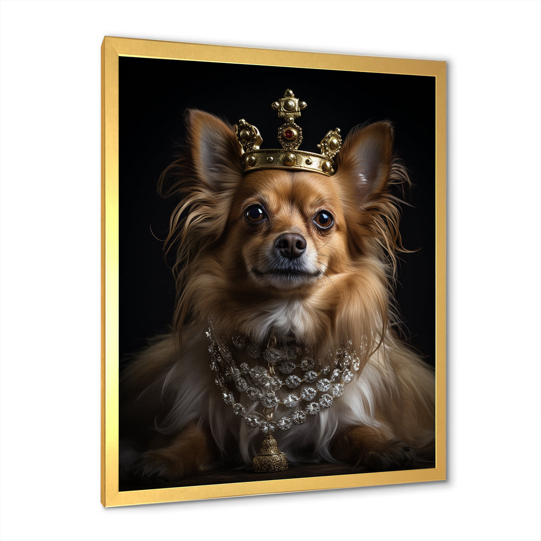 Crowned Royal bloodhound Pomeranian Dog - Yellow Dog Wall Art