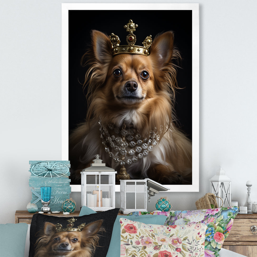 Crowned Royal bloodhound Pomeranian Dog - Yellow Dog Wall Art