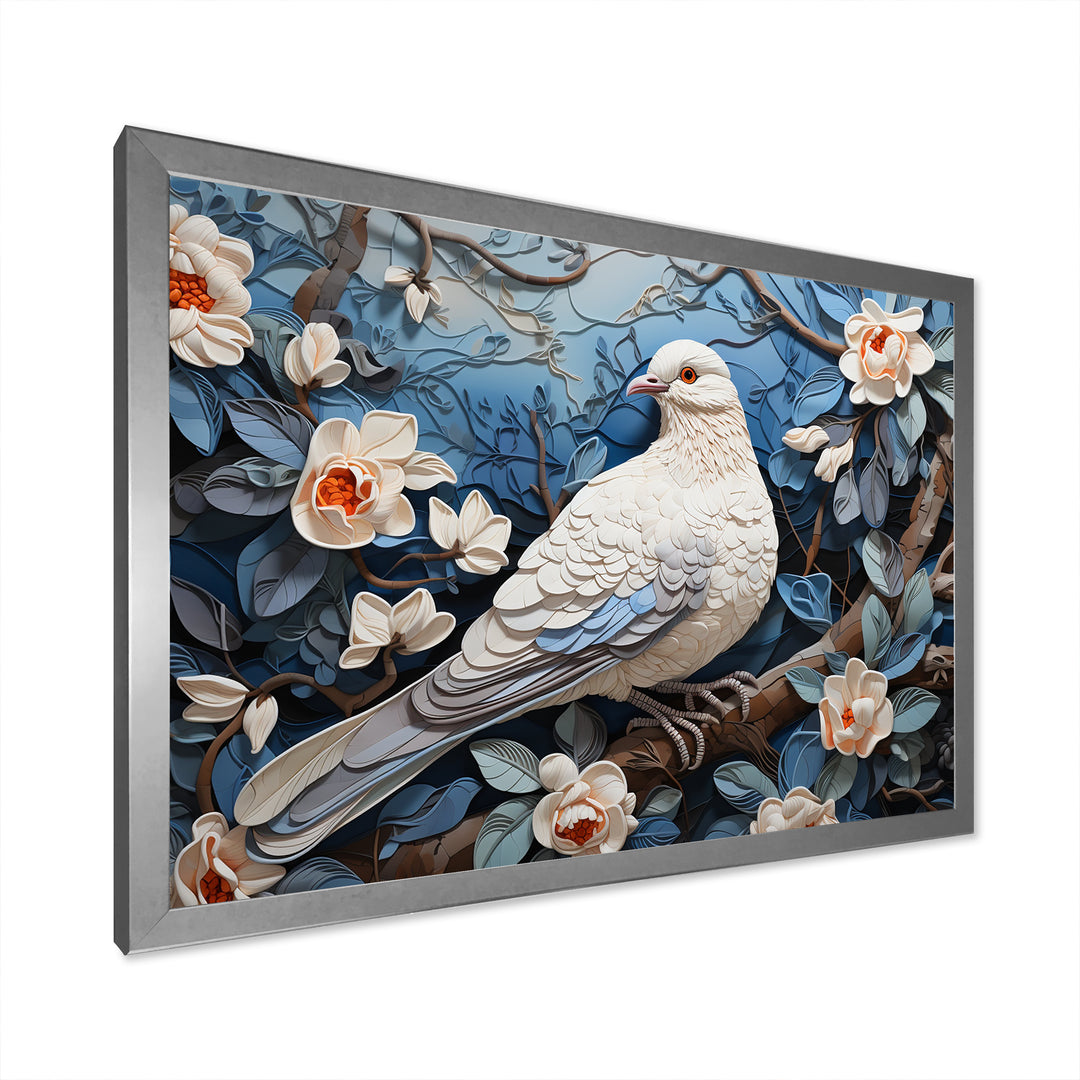 White and blue dove floral Springtime - Dove Bedroom Wall Art