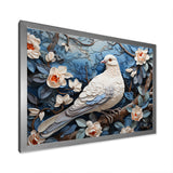 White and blue dove floral Springtime - Dove Bedroom Wall Art