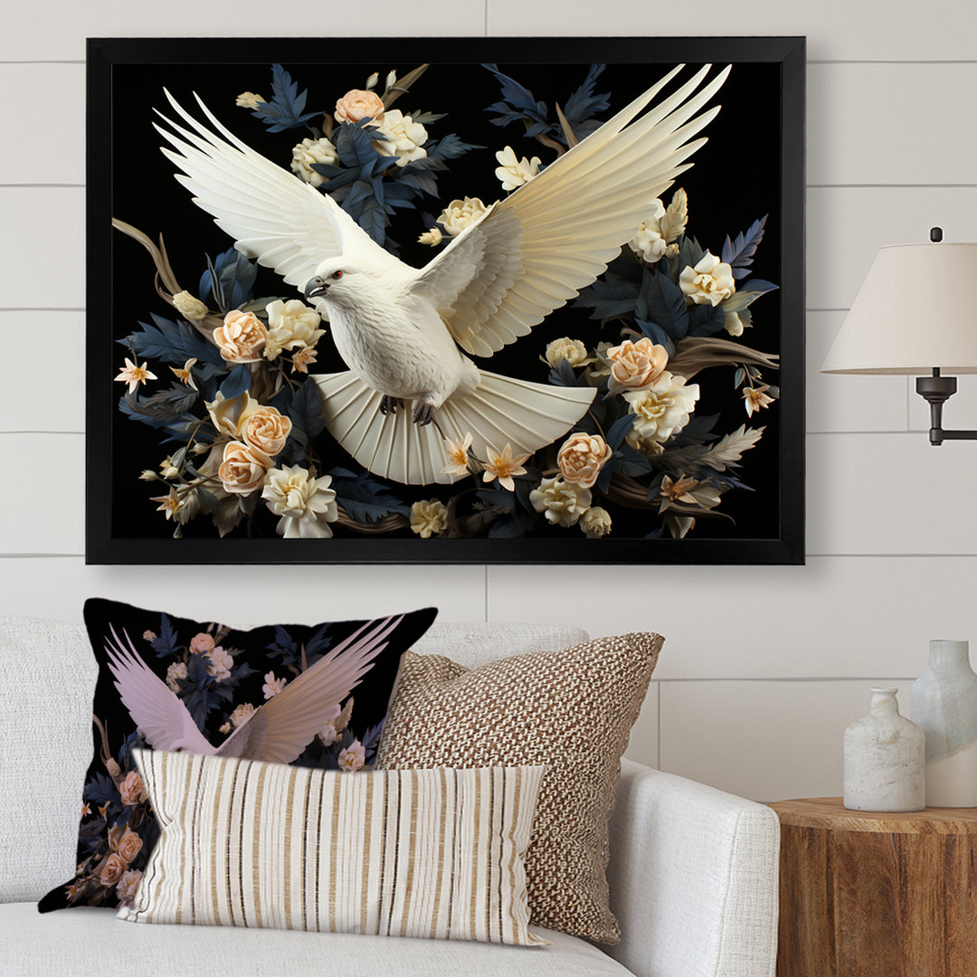 Springtime floral dove - Dove Canvas Wall Art