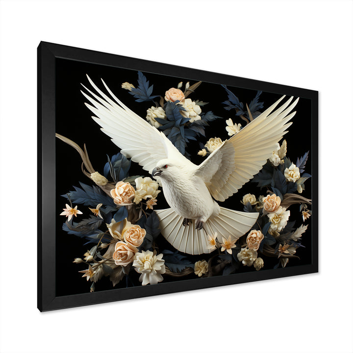 Springtime floral dove - Dove Canvas Wall Art