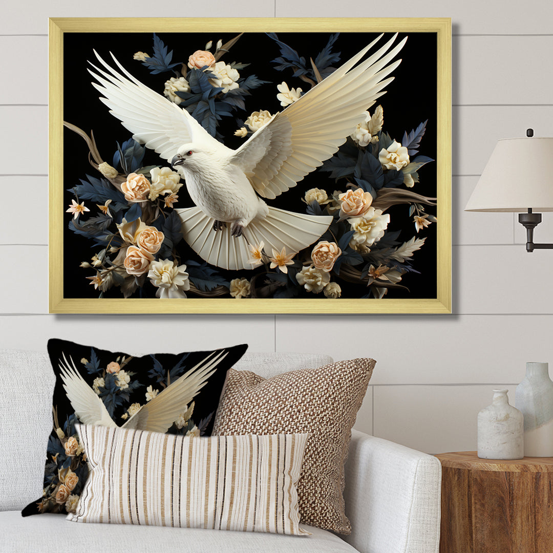 Springtime floral dove - Dove Canvas Wall Art
