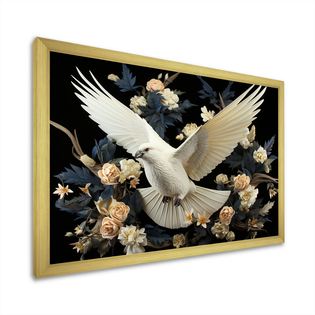 Springtime floral dove - Dove Canvas Wall Art