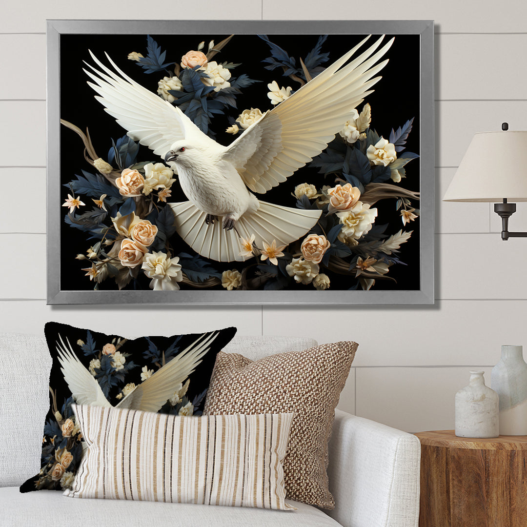 Springtime floral dove - Dove Canvas Wall Art
