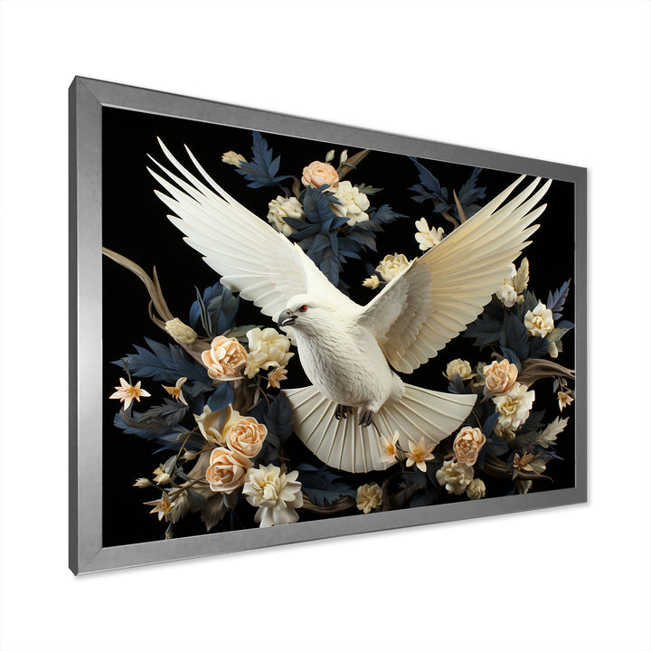 Springtime floral dove - Dove Canvas Wall Art