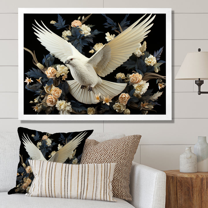 Springtime floral dove - Dove Canvas Wall Art