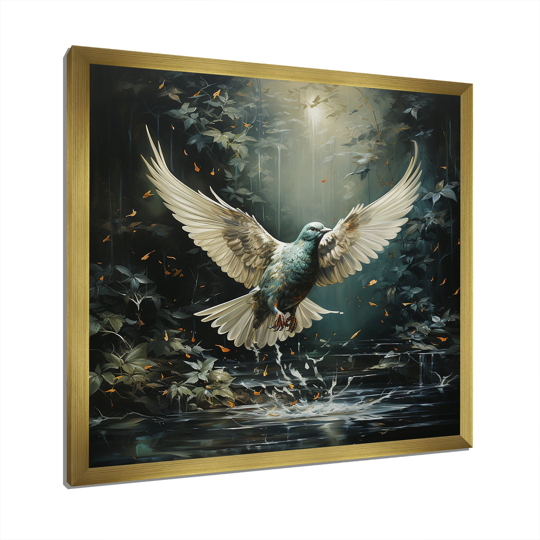Green and white Dove take off harmony - Dove Wall Decor