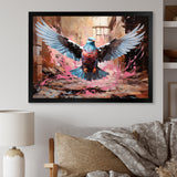 Blue and pink Pigeon in Flight - Pink Pigeon Wall Art