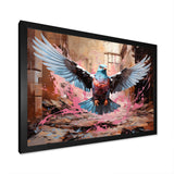Blue and pink Pigeon in Flight - Pink Pigeon Wall Art