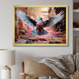 Blue and pink Pigeon in Flight - Pink Pigeon Wall Art