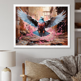 Blue and pink Pigeon in Flight - Pink Pigeon Wall Art