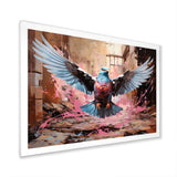 Blue and pink Pigeon in Flight - Pink Pigeon Wall Art