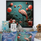 Playful Flamingo Match Feather Ping Pong - Flamingo Bedroom Wall Art
