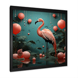 Playful Flamingo Match Feather Ping Pong - Flamingo Bedroom Wall Art