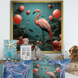 Playful Flamingo Match Feather Ping Pong - Flamingo Bedroom Wall Art