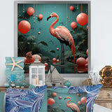 Playful Flamingo Match Feather Ping Pong - Flamingo Bedroom Wall Art