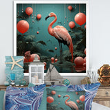 Playful Flamingo Match Feather Ping Pong - Flamingo Bedroom Wall Art