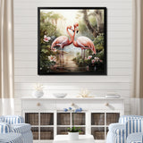 Tropical Love Flamingos - Flamingo Canvas Wall Art