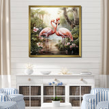 Tropical Love Flamingos - Flamingo Canvas Wall Art