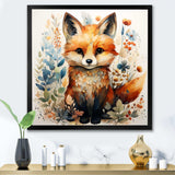 Nursery Fox Portrait blooms - Animals Canvas Wall Art