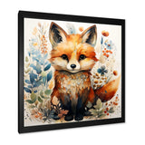 Nursery Fox Portrait blooms - Animals Canvas Wall Art