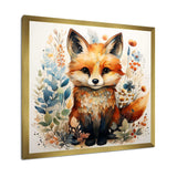 Nursery Fox Portrait blooms - Animals Canvas Wall Art