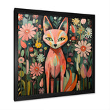 Pink and green fox in matisse style - Fox Wall Art Prints