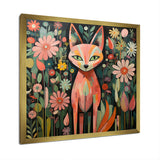 Pink and green fox in matisse style - Fox Wall Art Prints