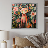 Pink and green fox in matisse style - Fox Wall Art Prints