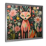 Pink and green fox in matisse style - Fox Wall Art Prints