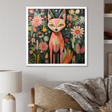 Pink and green fox in matisse style - Fox Wall Art Prints