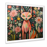 Pink and green fox in matisse style - Fox Wall Art Prints