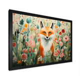 Orange and pink Fox in mattise style IV - Animals Canvas Wall Art