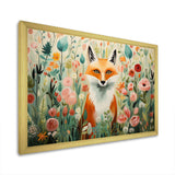 Orange and pink Fox in mattise style IV - Animals Canvas Wall Art