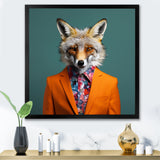 Orange and green suited up fox fashion - Orange Fox Wall Art