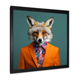 Orange and green suited up fox fashion - Orange Fox Wall Art