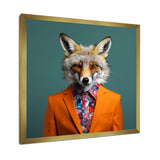 Orange and green suited up fox fashion - Orange Fox Wall Art