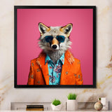Orange and pink suited up fox fashion - Fox Large Canvas Wall Art