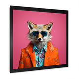 Orange and pink suited up fox fashion - Fox Large Canvas Wall Art
