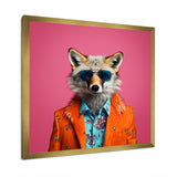 Orange and pink suited up fox fashion - Fox Large Canvas Wall Art