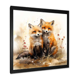 Foxs elegant forest florals grace II - Animals Canvas Wall Art