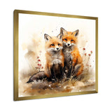 Foxs elegant forest florals grace II - Animals Canvas Wall Art